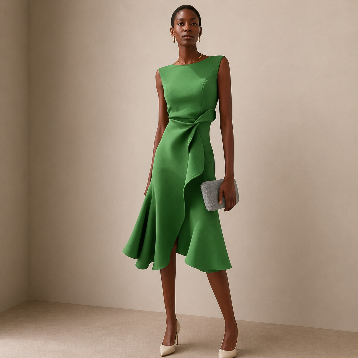 Evelina | Sculpted Waist Wrap Midi Dress
