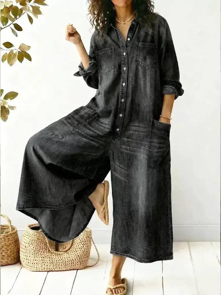Maria | Denim Relaxed Fit Jumpsuit