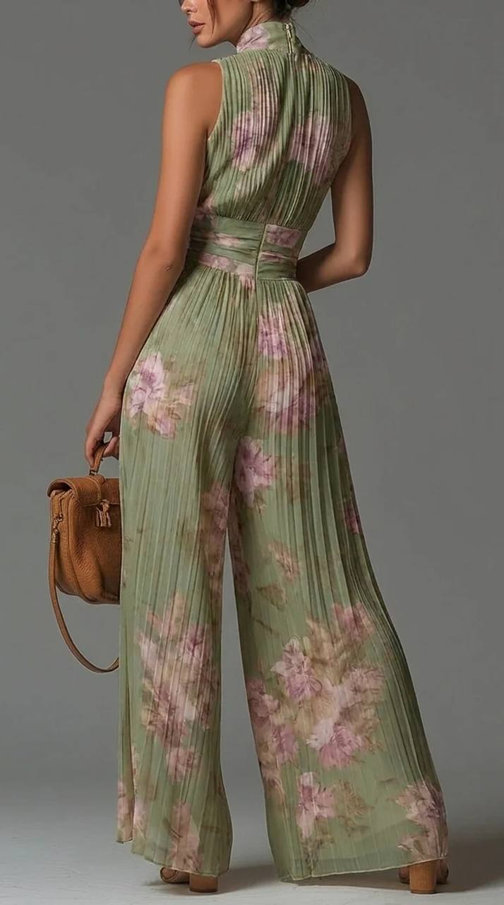 Florence | Floral Pleated Elegance Jumpsuit