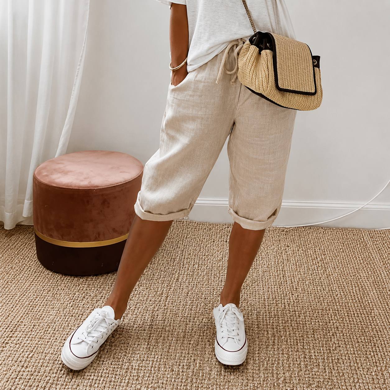 Clara | Relaxed Linen Capri Pants