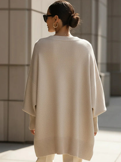 Women's Oversized Batwing Knit Poncho
