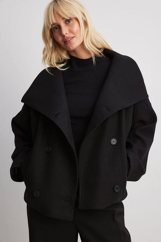 Women's Oversized High Collar Wool Blend Peacoat