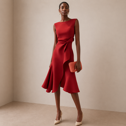 Evelina | Sculpted Waist Wrap Midi Dress