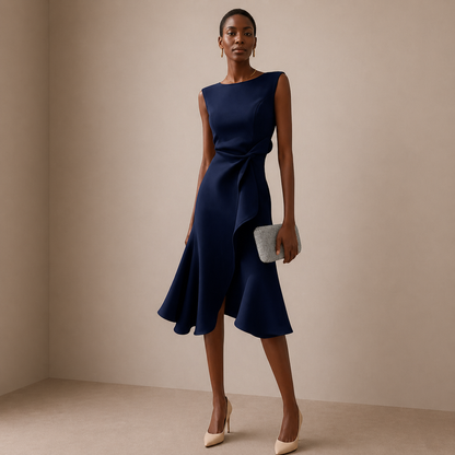 Evelina | Sculpted Waist Wrap Midi Dress