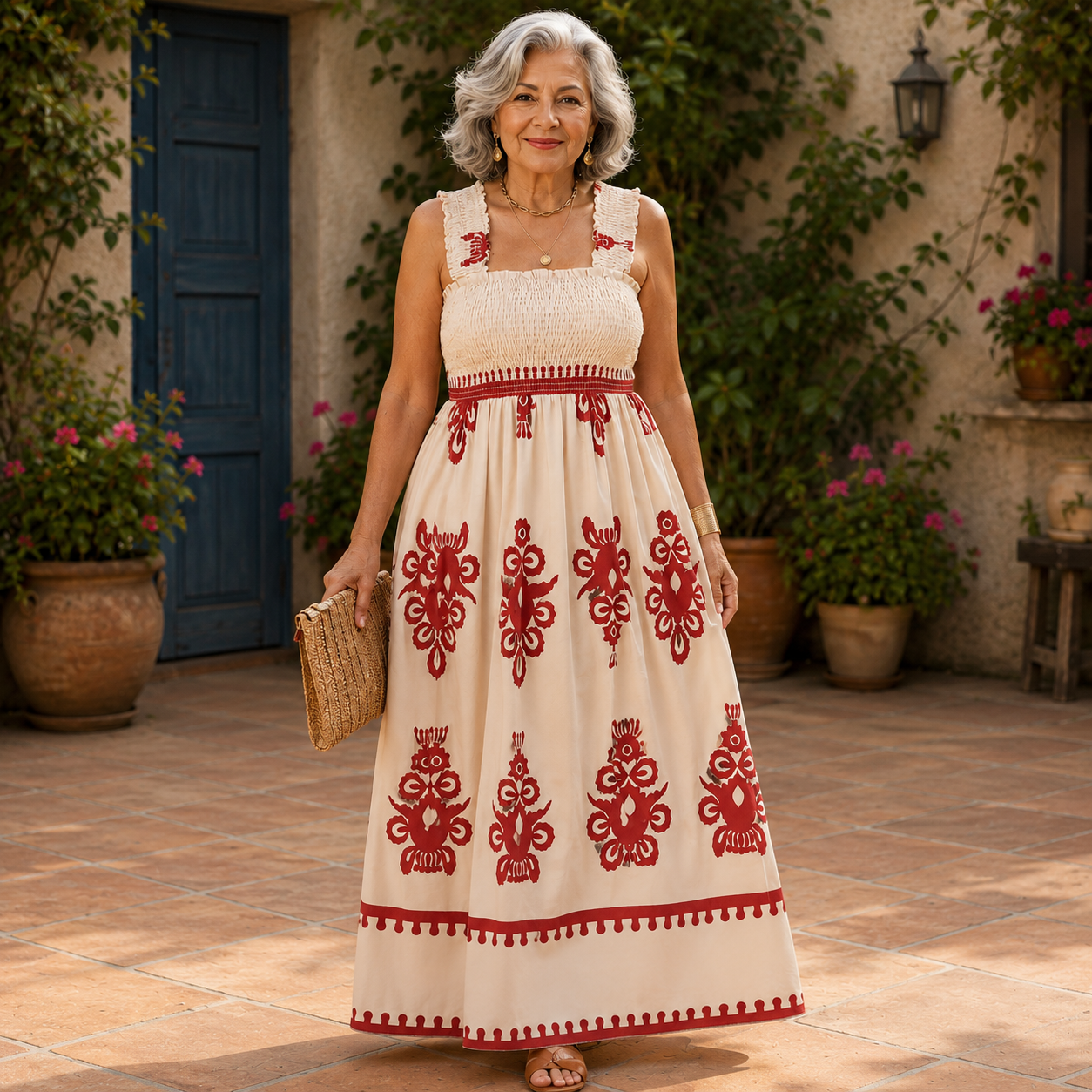 Valencia | Embroidered Smocked Maxi Dress