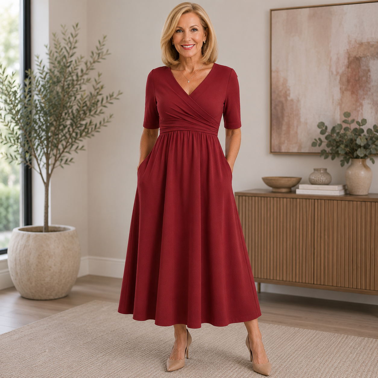 Phoebe | Elegant Flattering Midi Dress