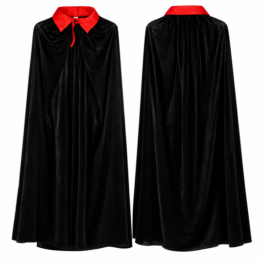 Women's Collared Vampire Cloak Costume - Black/Red