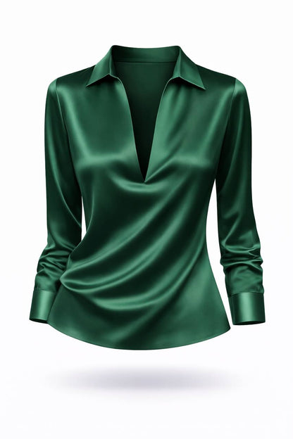 Greta | Satin Collar Shirt