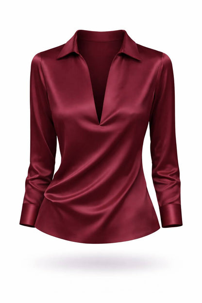 Greta | Satin Collar Shirt