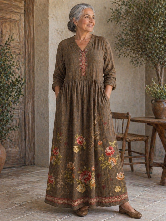 Carleigh | Rustic Bloom Heritage Maxi Dress
