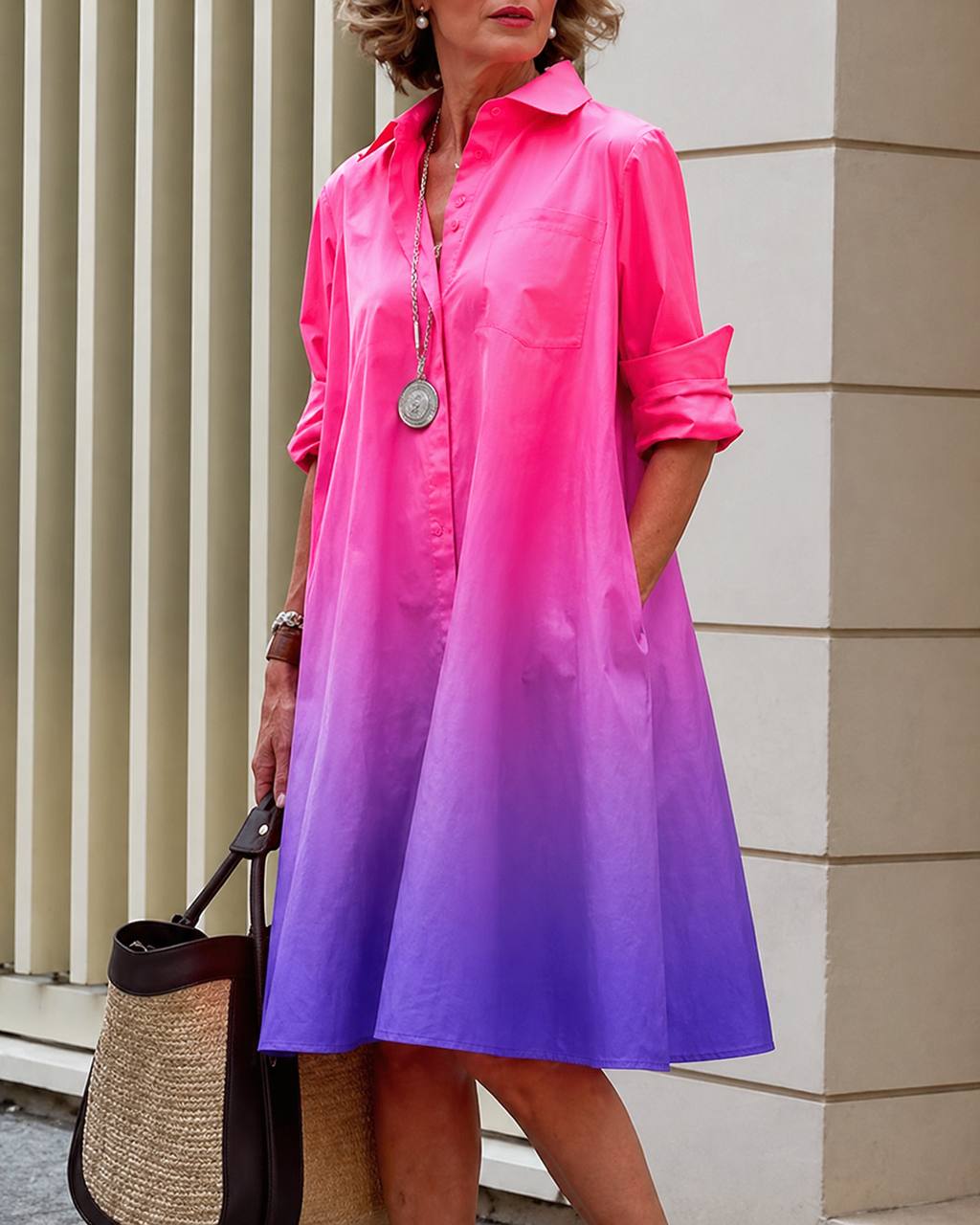Cassidy | Elegant Gradient Shirt Dress