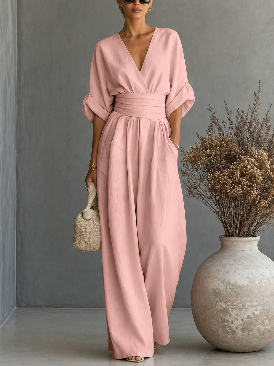 Elara |  Draped Waist Jumpsuit