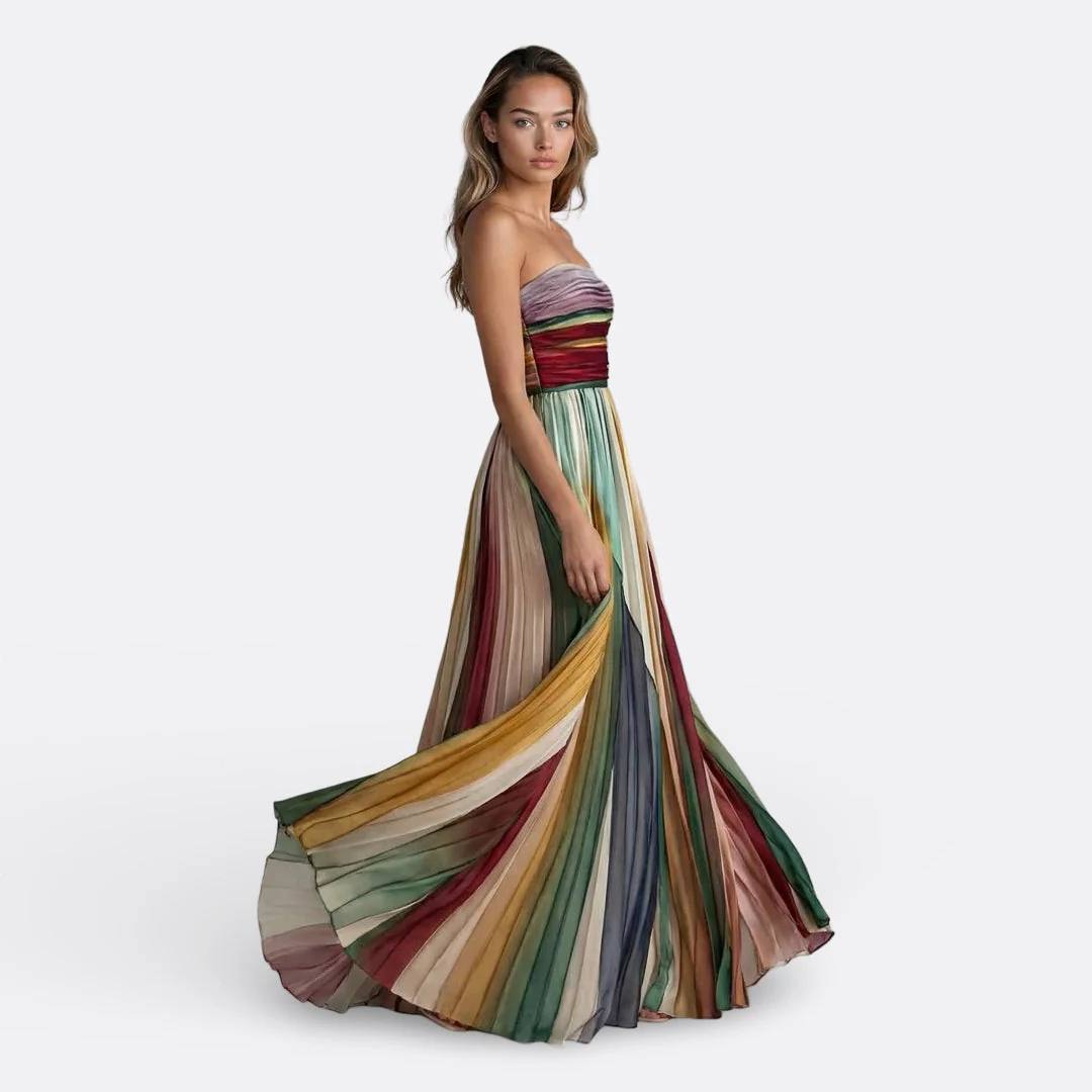 Valeria | Sunset Flow Strapless Maxi Dress