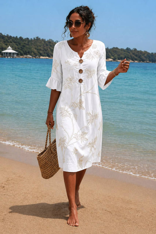 Selena | Coastal Breeze Floral Midi Dress
