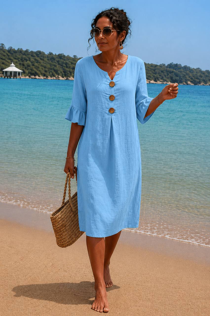 Liora | Sunny Breeze Button Midi Dress