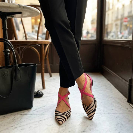 Selena | Zebra Cross-Strap Pointed Flats