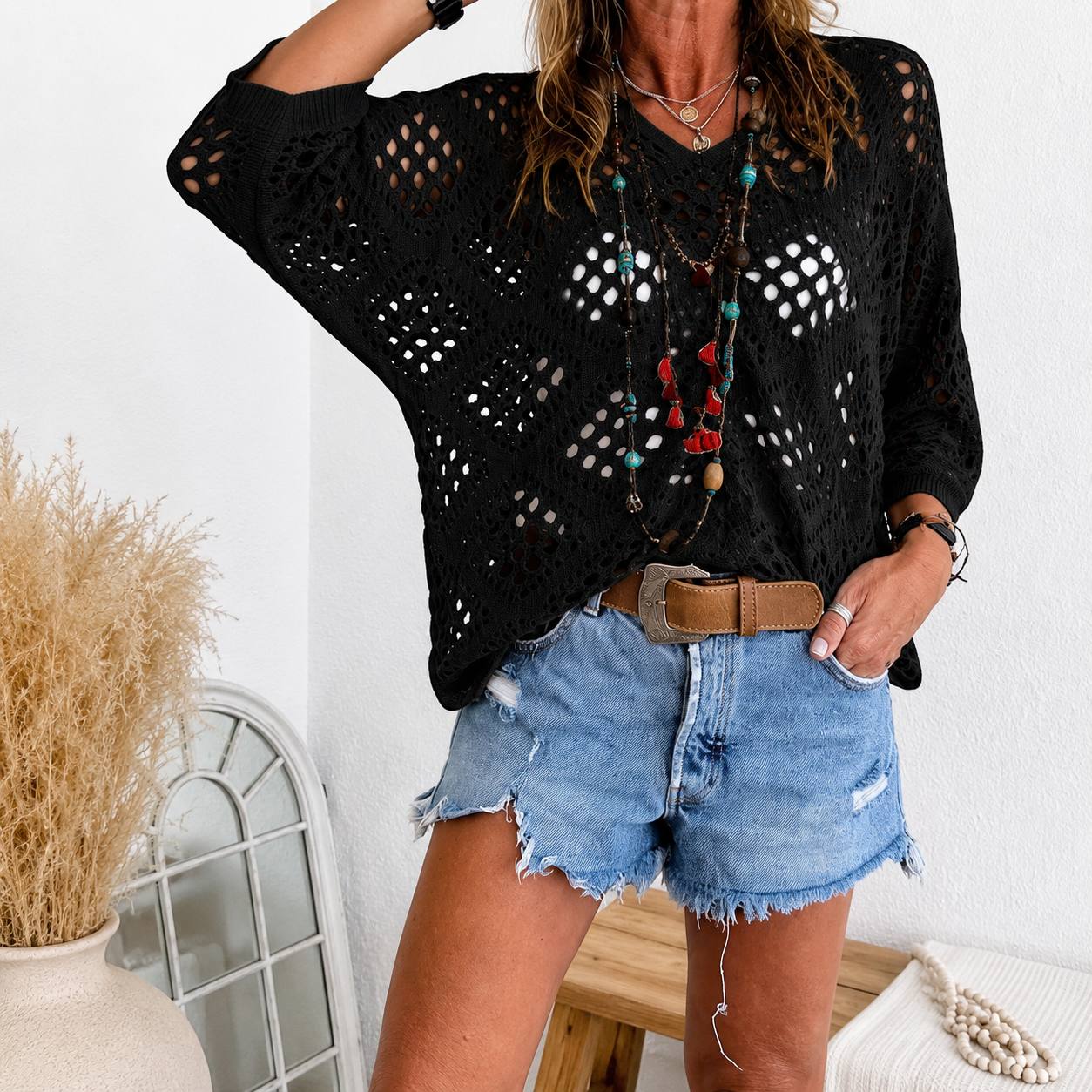 Elowen | Vintage Crochet Knit Top