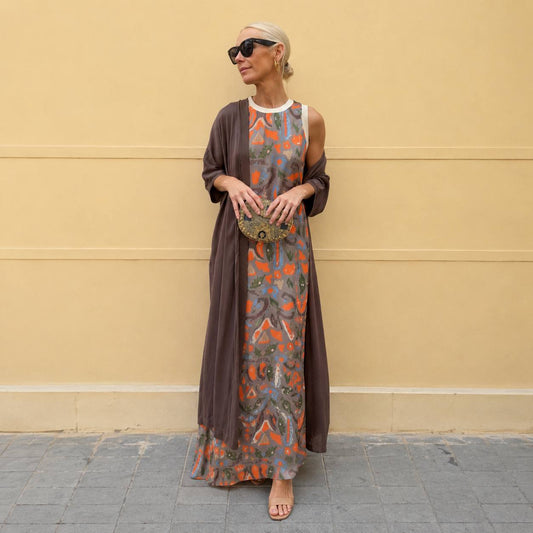 Celestine | Printed Maxi Dress & Cardigan Set