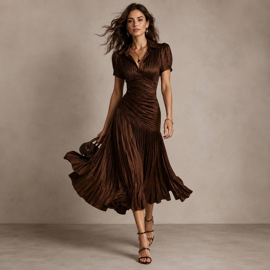 Valentina | Elegant Pleated Midi Dress
