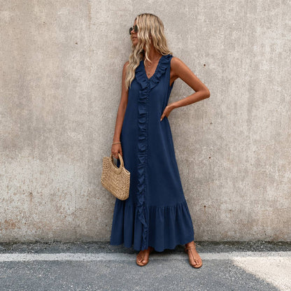Solea | Ruffle Trim Maxi Dress