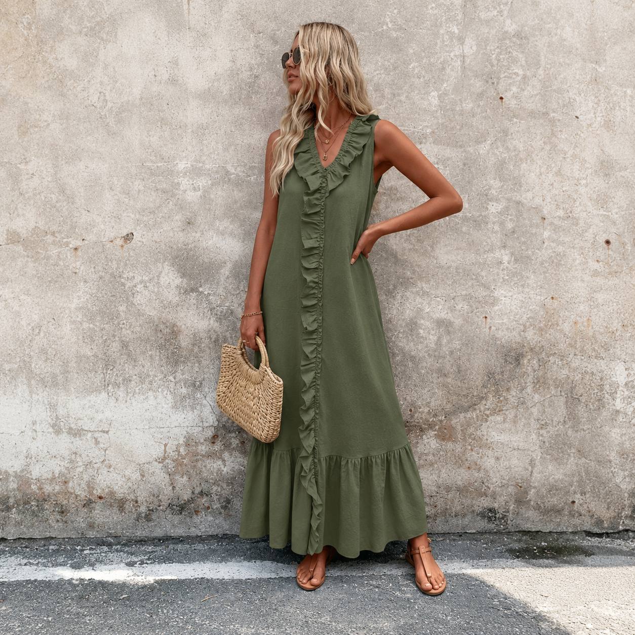 Solea | Ruffle Trim Maxi Dress