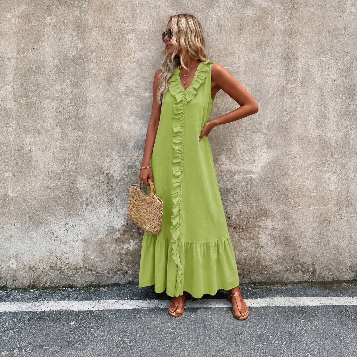 Solea | Ruffle Trim Maxi Dress
