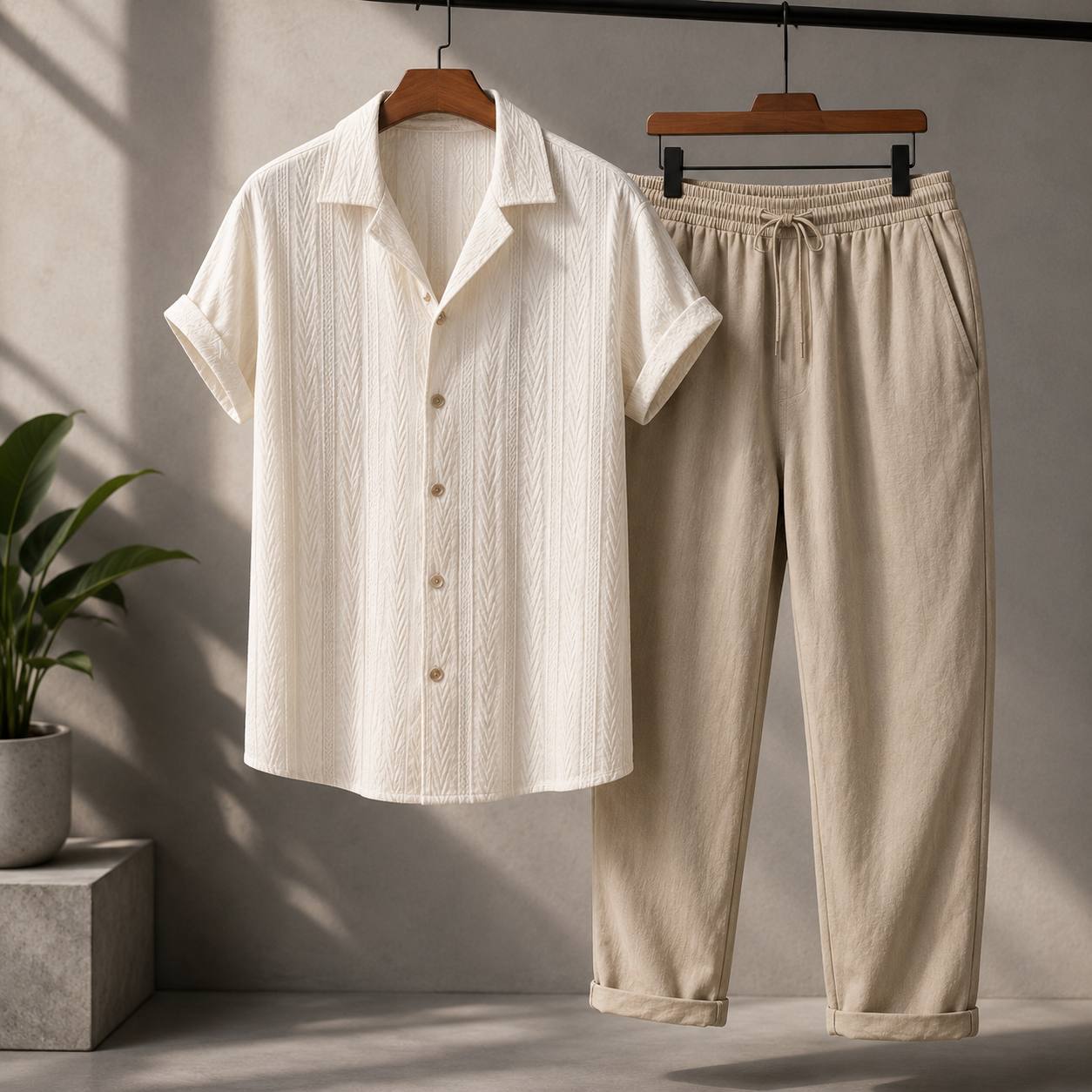 Noah | Men's Textured Summer Shirt & Trouser Set