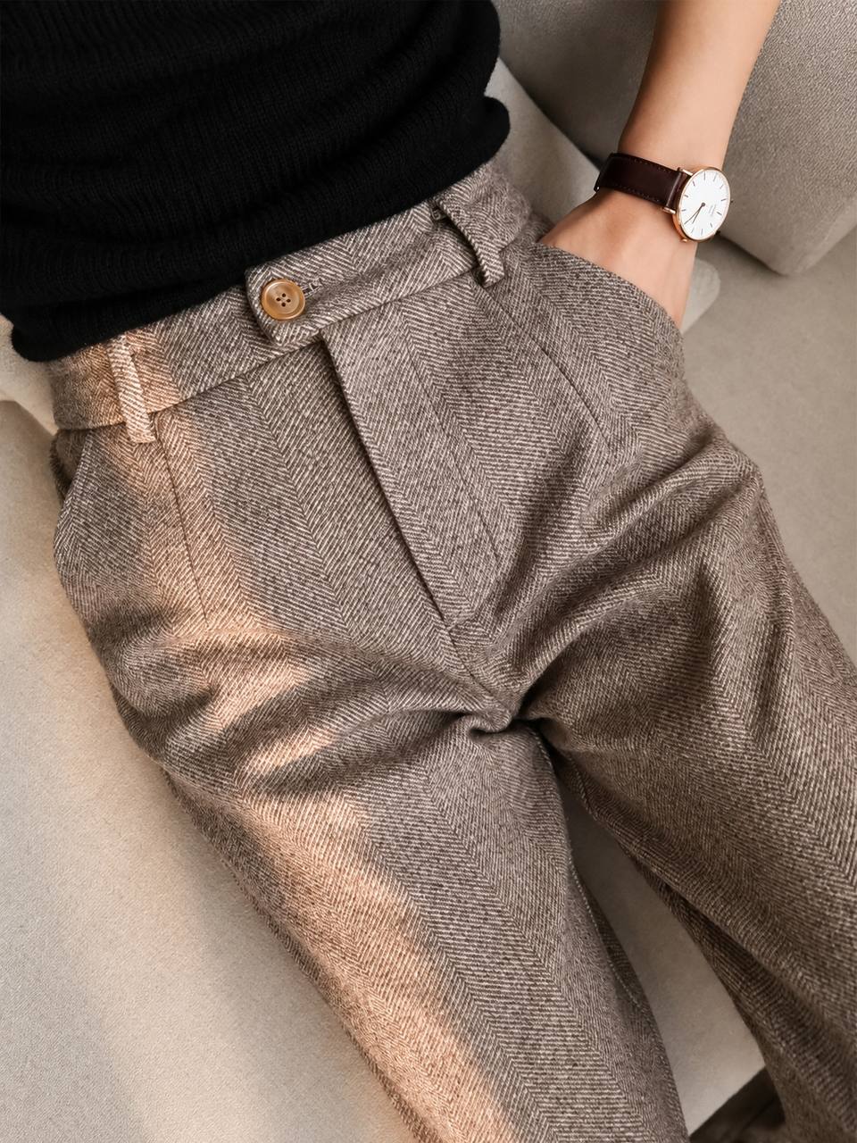 Arden | Tailored Herringbone Trousers