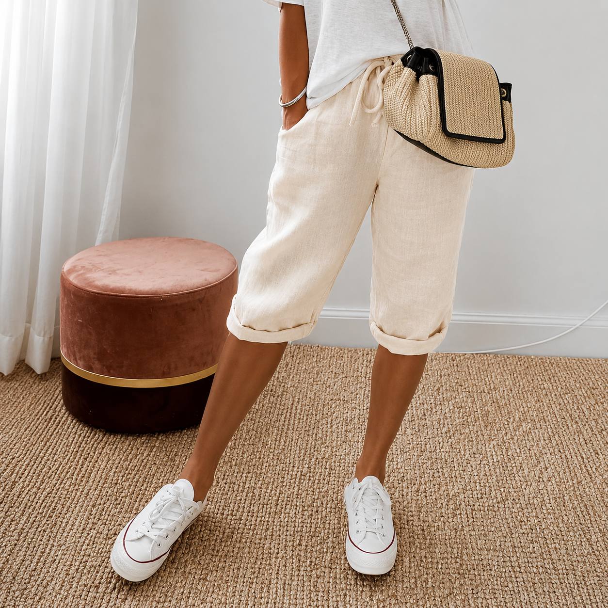 Clara | Relaxed Linen Capri Pants