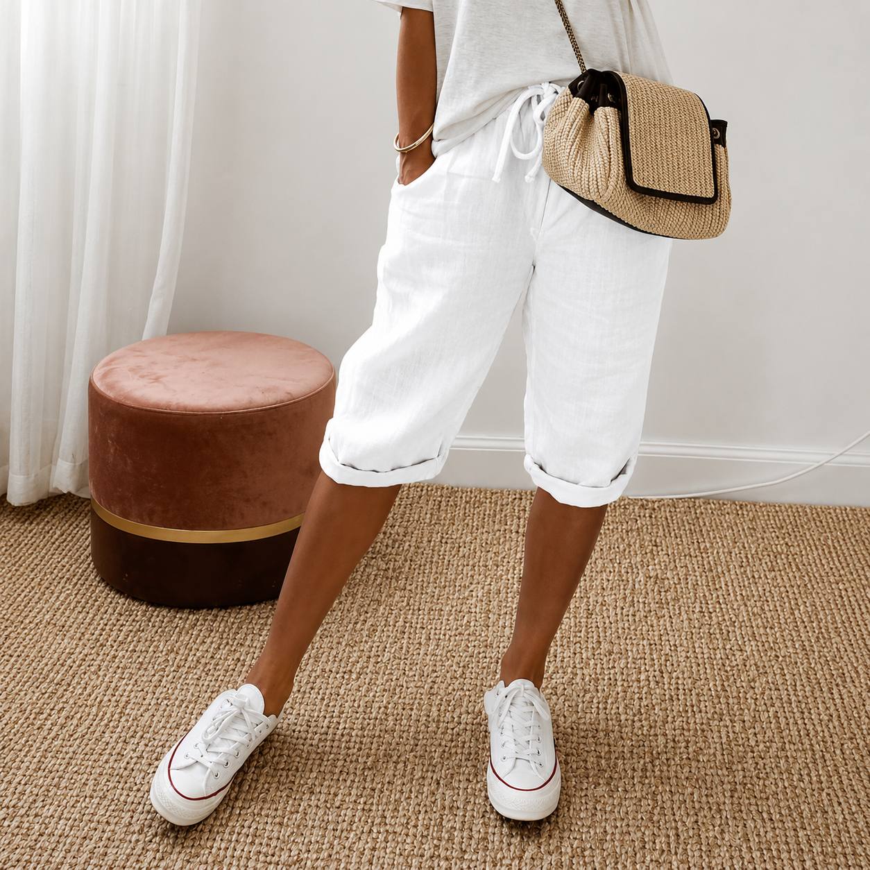 Clara | Relaxed Linen Capri Pants