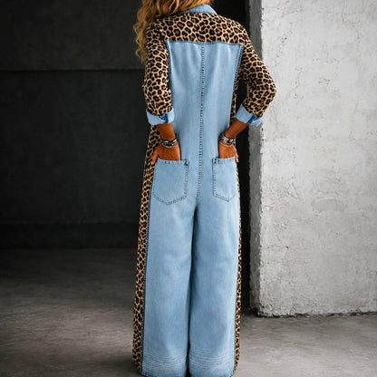 Dakota | Denim & Leopard Statement Jumpsuit
