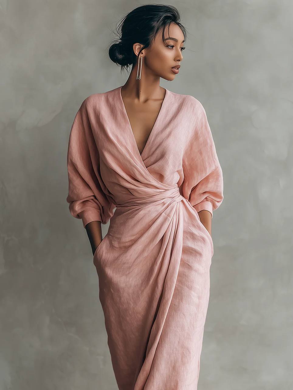 Amelia | Blush Draped Maxi Dress