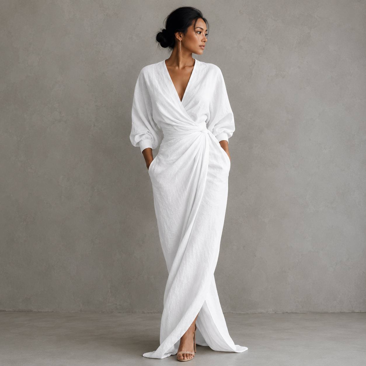 Amelia | Blush Draped Maxi Dress