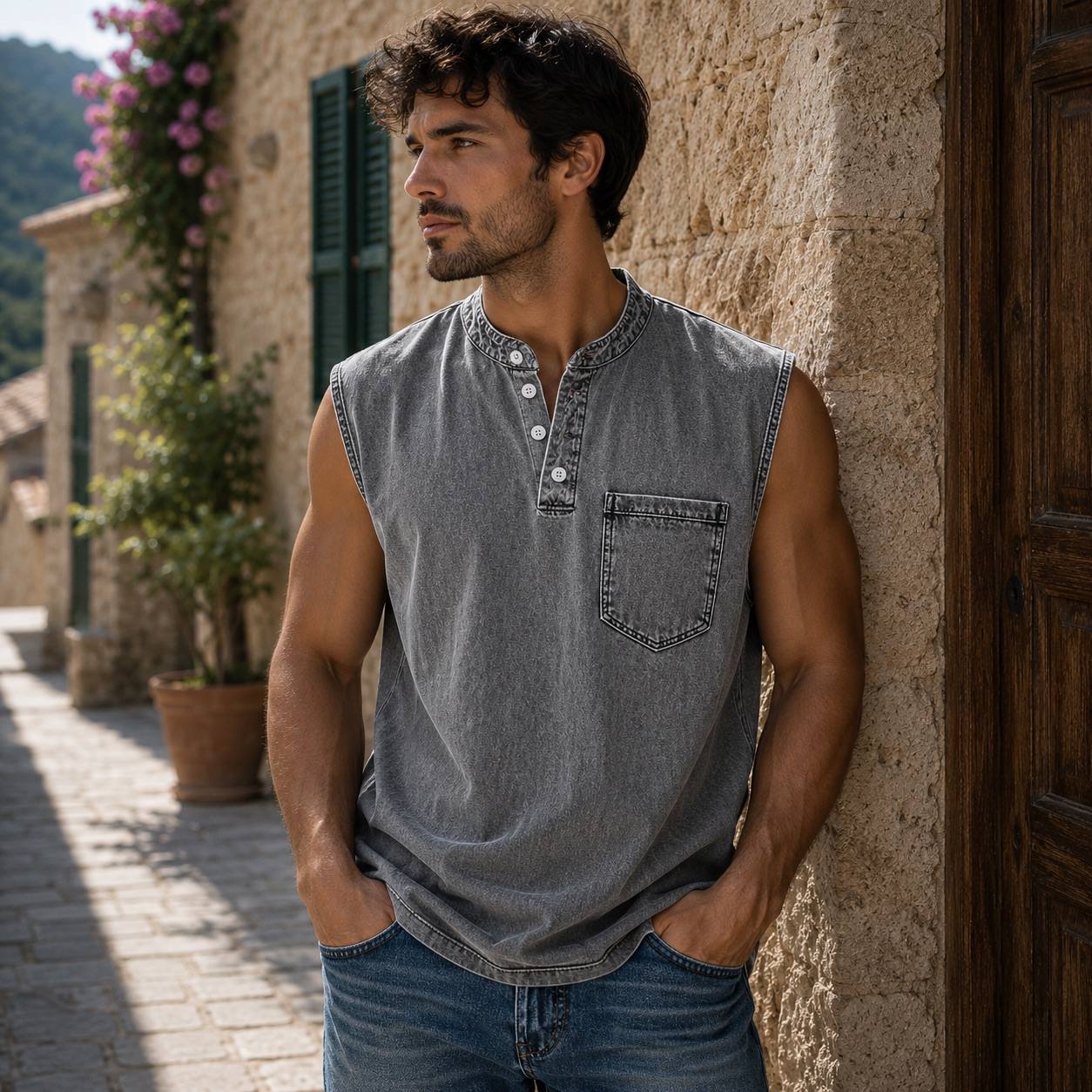 Marco | Vintage Wash Sleeveless Henley