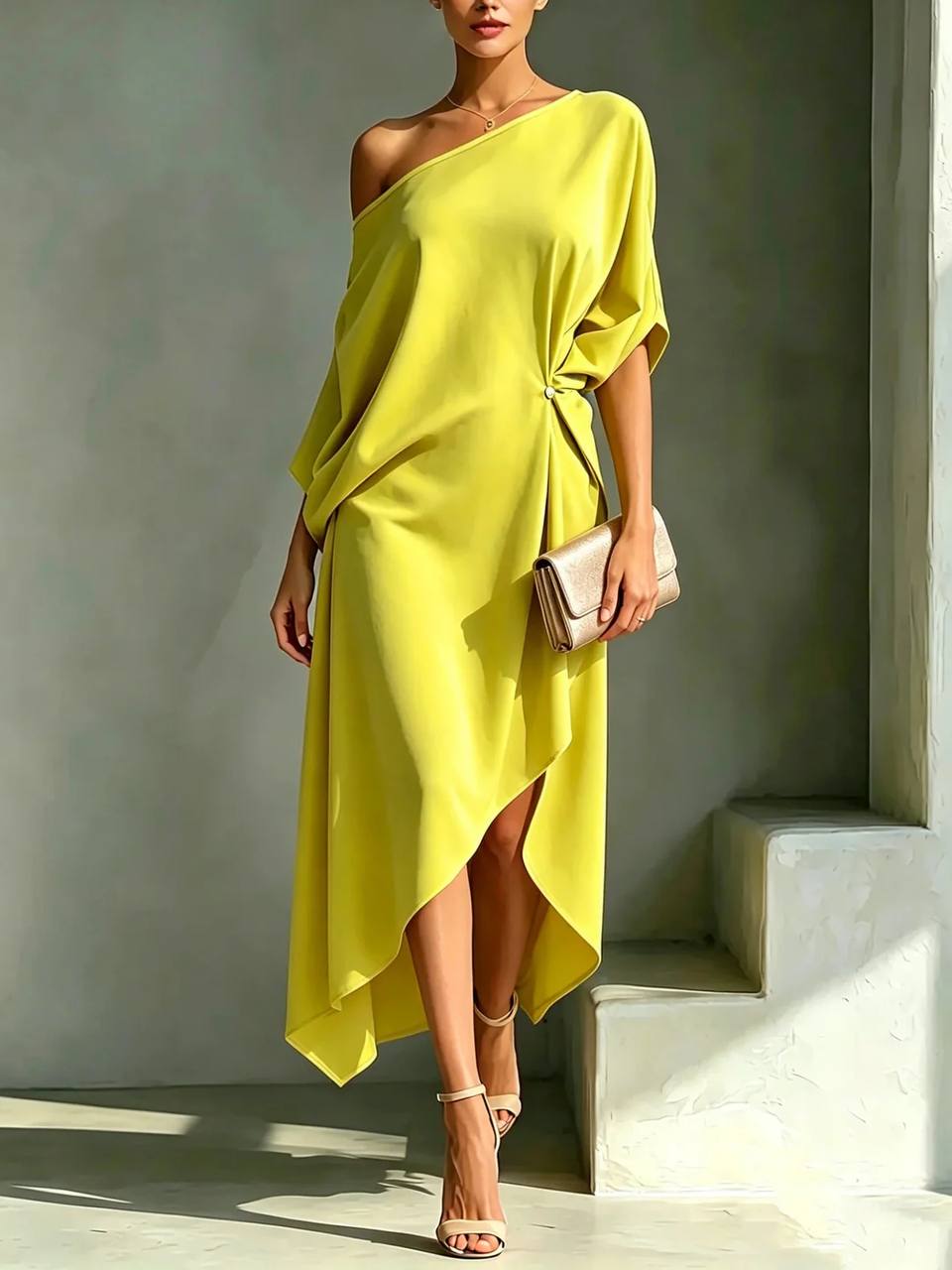 Serena | Soleil Asymmetrical Midi Dress