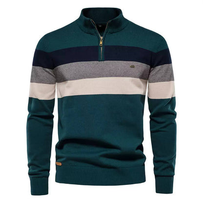 Nolan | Harbor Stripe Quarter-Zip Sweater