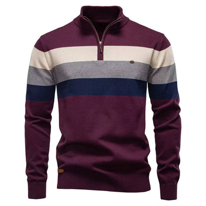 Nolan | Harbor Stripe Quarter-Zip Sweater