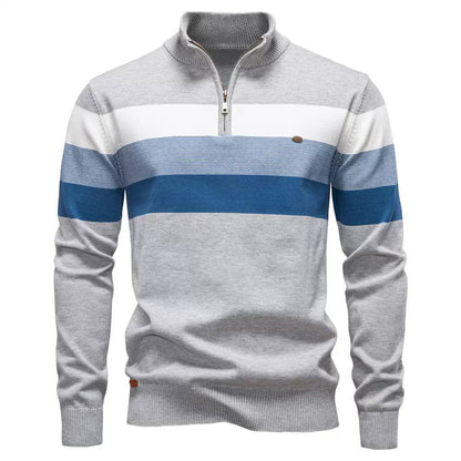 Nolan | Harbor Stripe Quarter-Zip Sweater