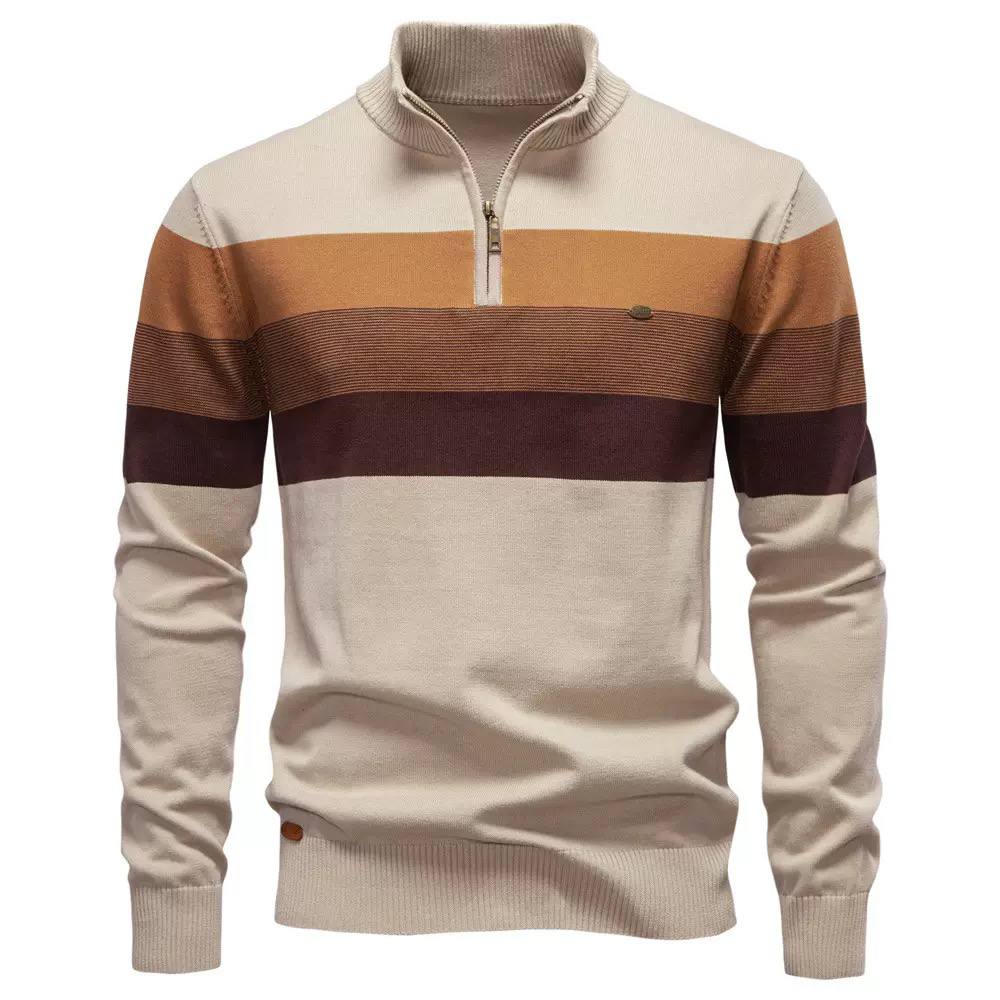 Nolan | Harbor Stripe Quarter-Zip Sweater