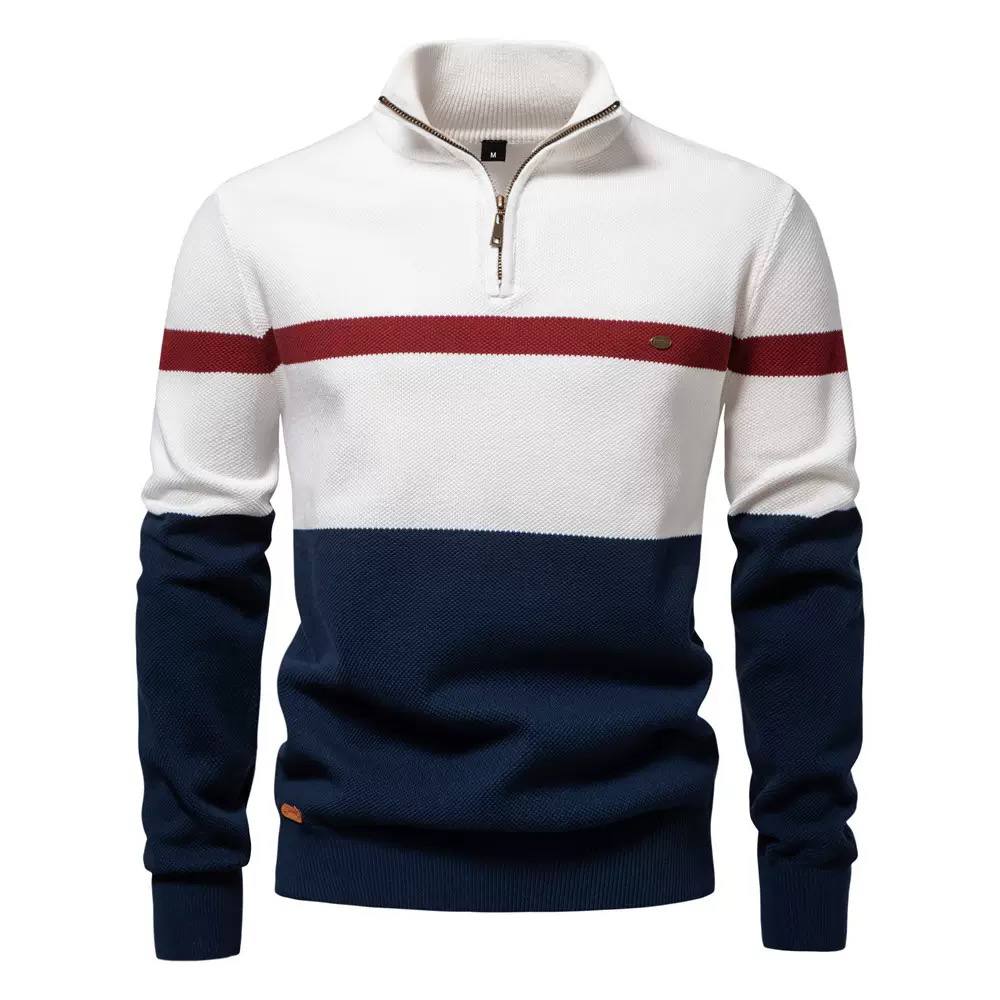 Nolan | Harbor Stripe Quarter-Zip Sweater