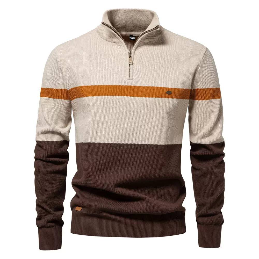 Nolan | Harbor Stripe Quarter-Zip Sweater