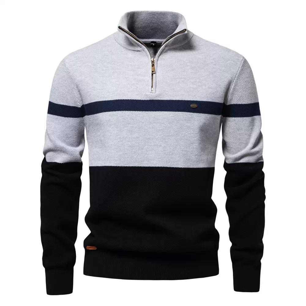 Nolan | Harbor Stripe Quarter-Zip Sweater