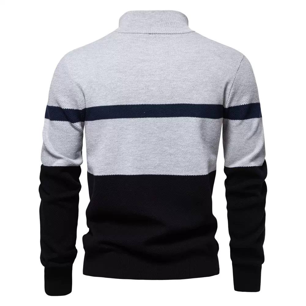 Nolan | Harbor Stripe Quarter-Zip Sweater