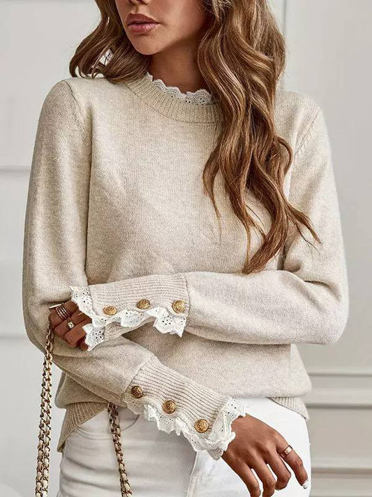 Women's Lace Trim Knit Sweater
