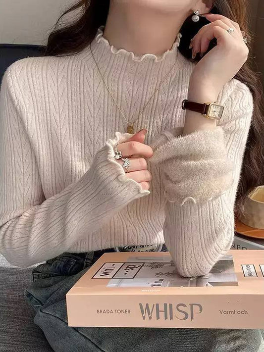 Women's Ruffle Trim Knit Sweater