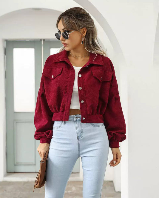 Women's Cropped Corduroy Trucker Jacket