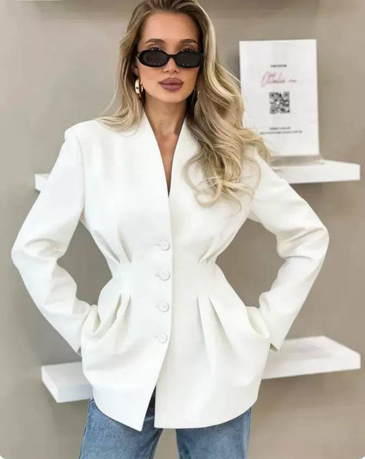 Women's Tailored Waist Blazer Jacket