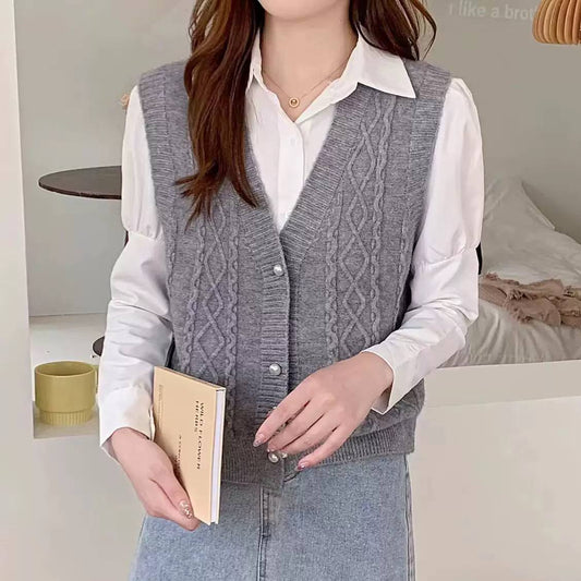 Women's Cable Knit Button Sweater Vest