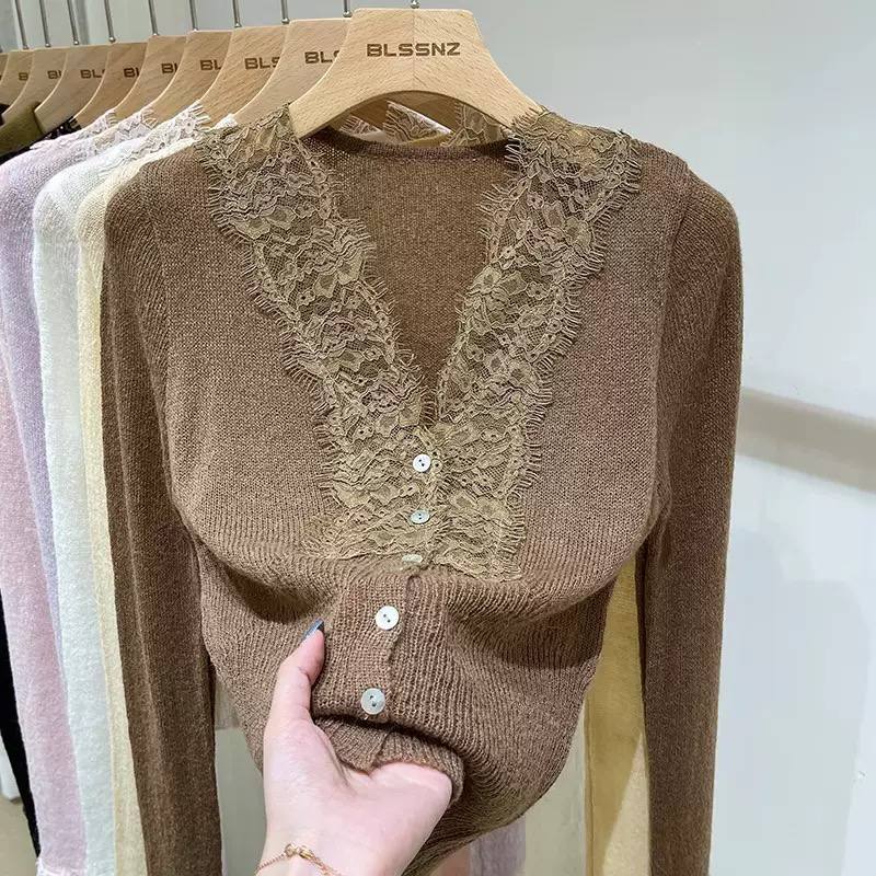 Women's Lace Trim Knit Cardigan
