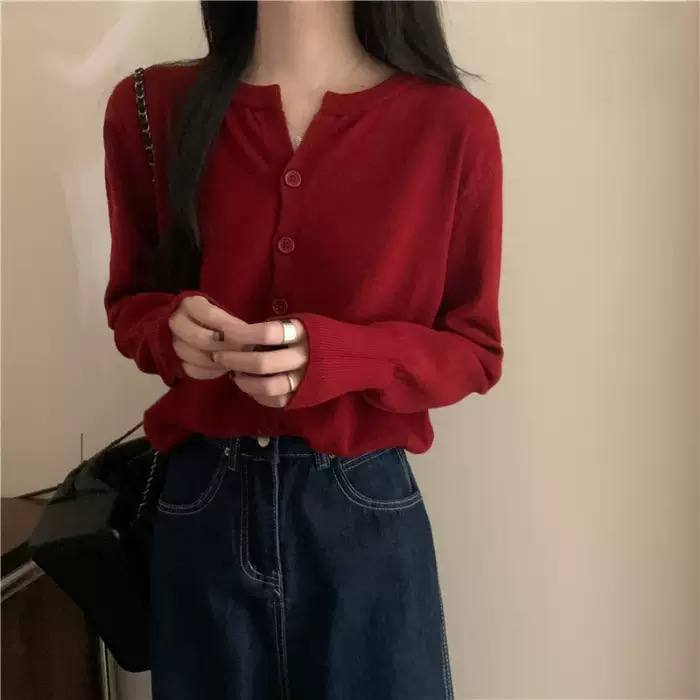 Women's Crew Neck Lightweight Knit Cardigan